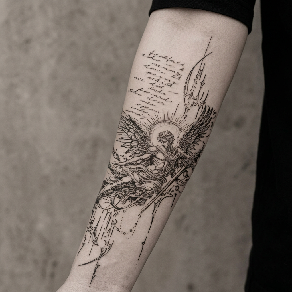 Vintage Angel semi-permanent tattoo shown on skin